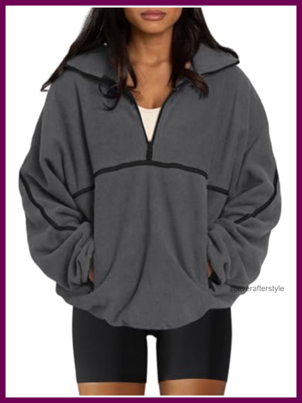 Oversized Half Zip Sherpa Fleece Pullover Jacket Quarter Zip